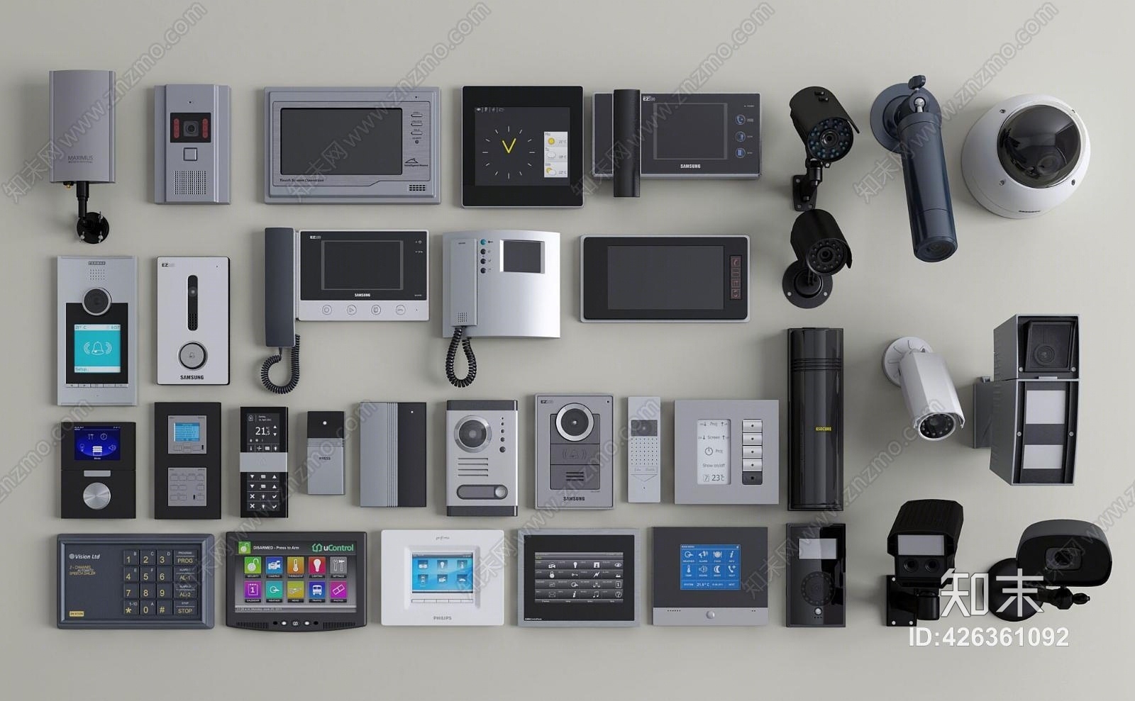 现代可视门铃电视电话监控摄像头3D模型下载【ID:426361092】