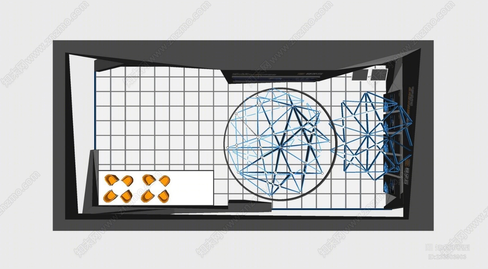 现代展厅SU模型下载【ID:233303903】