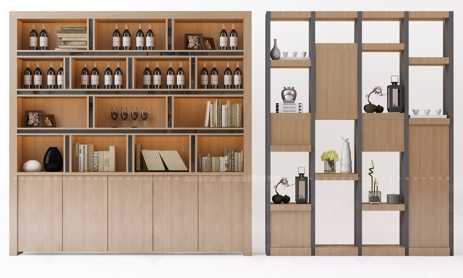 现代酒柜装饰柜摆件饰品博古架隔断装饰架3D模型下载【ID:935296029】