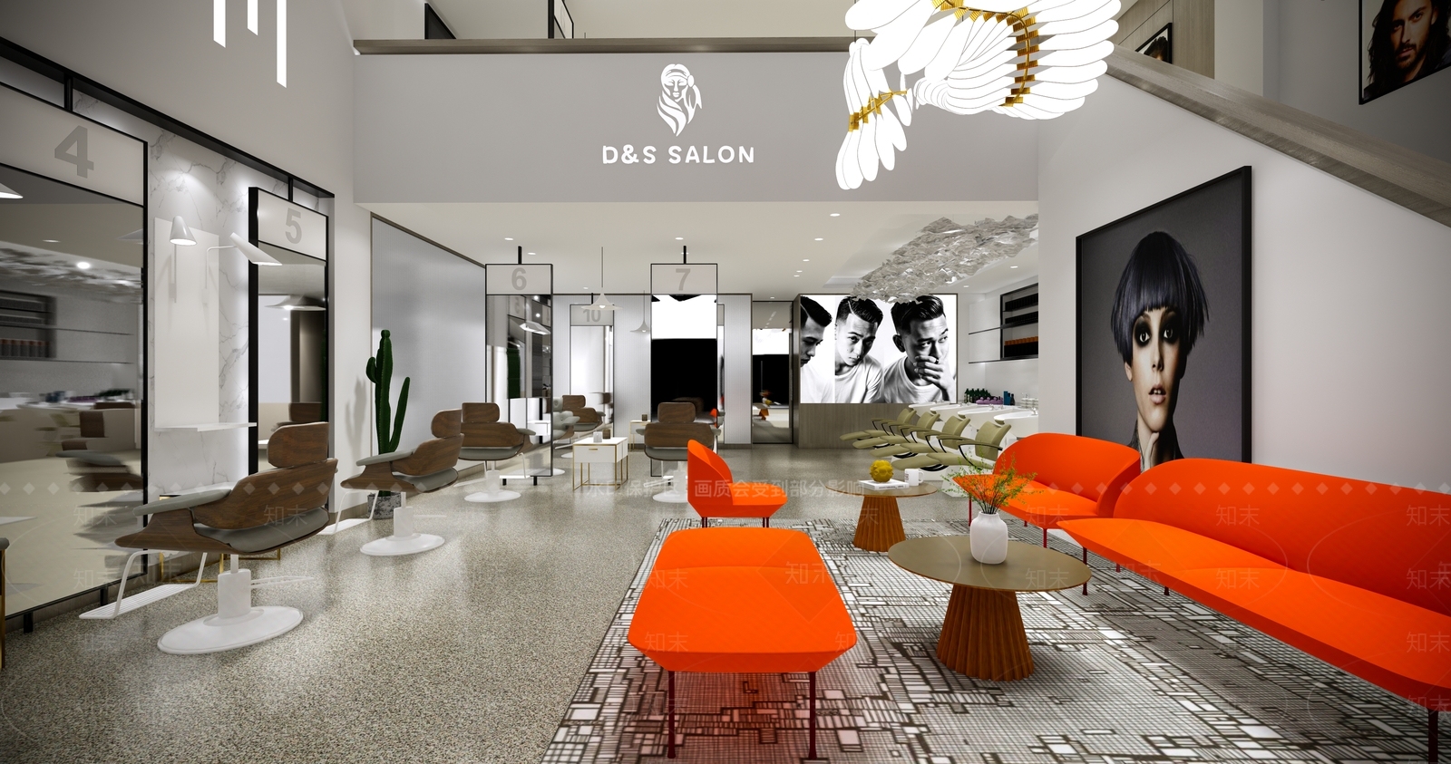 现代简约前卫理发店SU模型下载【ID:534814048】
