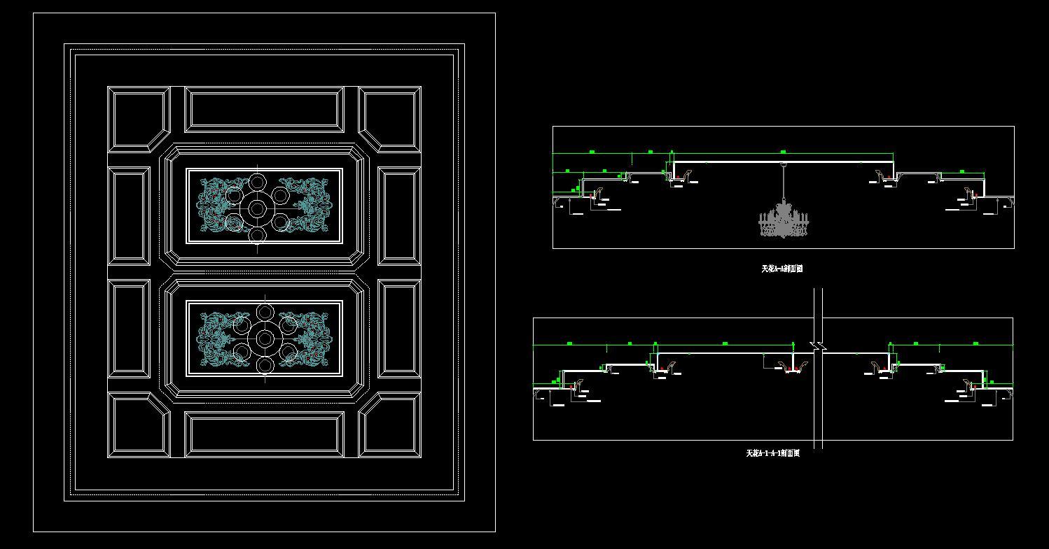 整木吊顶CAD图配剖面施工图下载【ID:231319883】