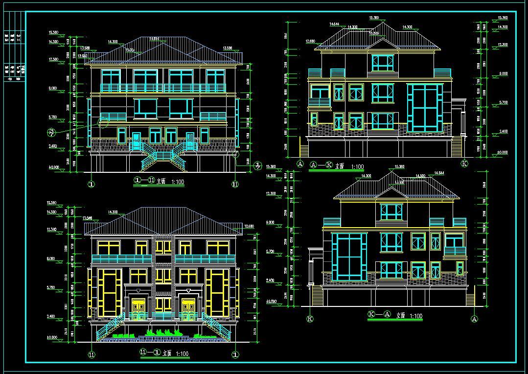 欧式别墅全套CAD建筑图cad施工图下载【ID:528733465】