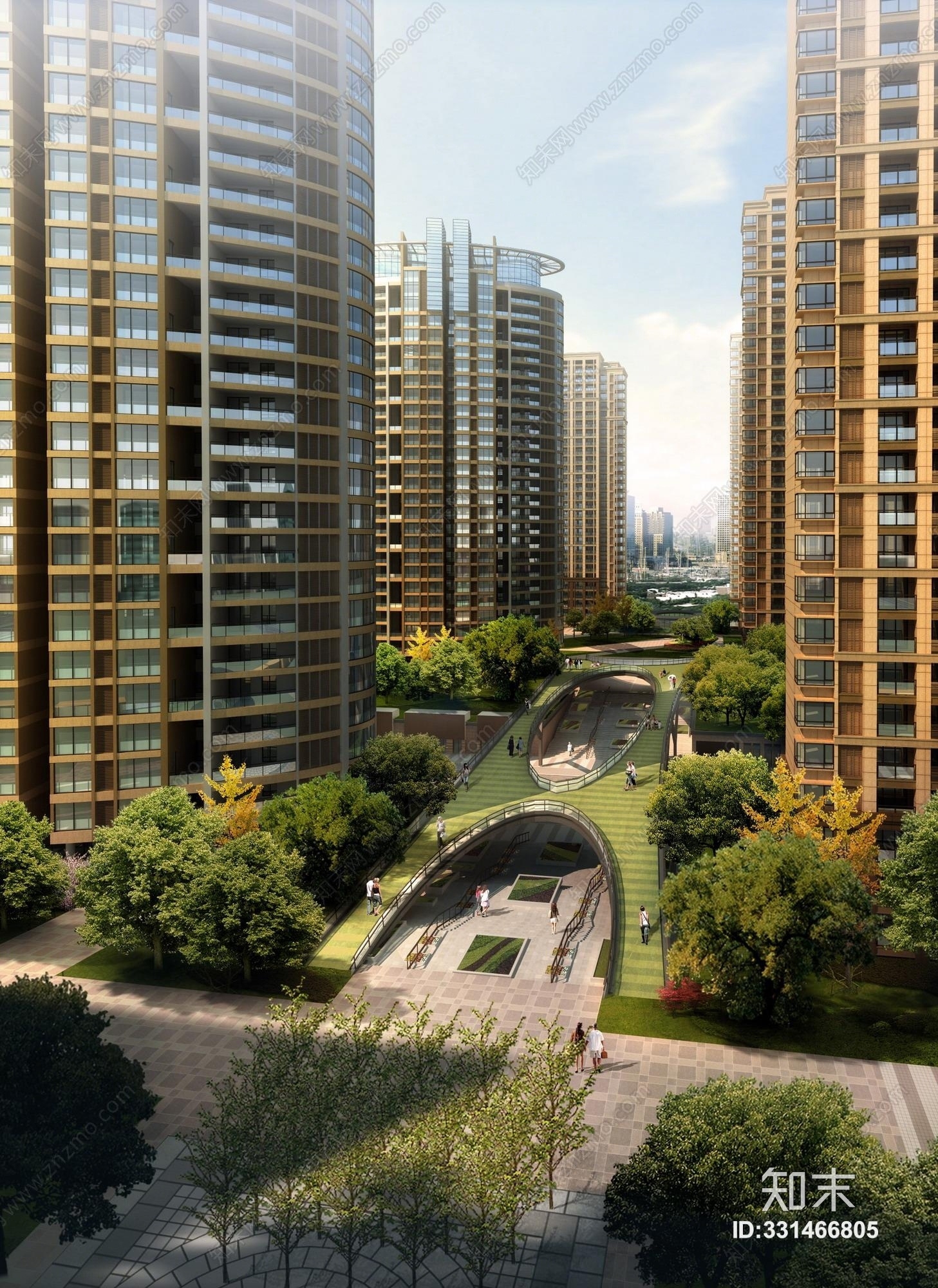 新中式小区全模型3d模型下载