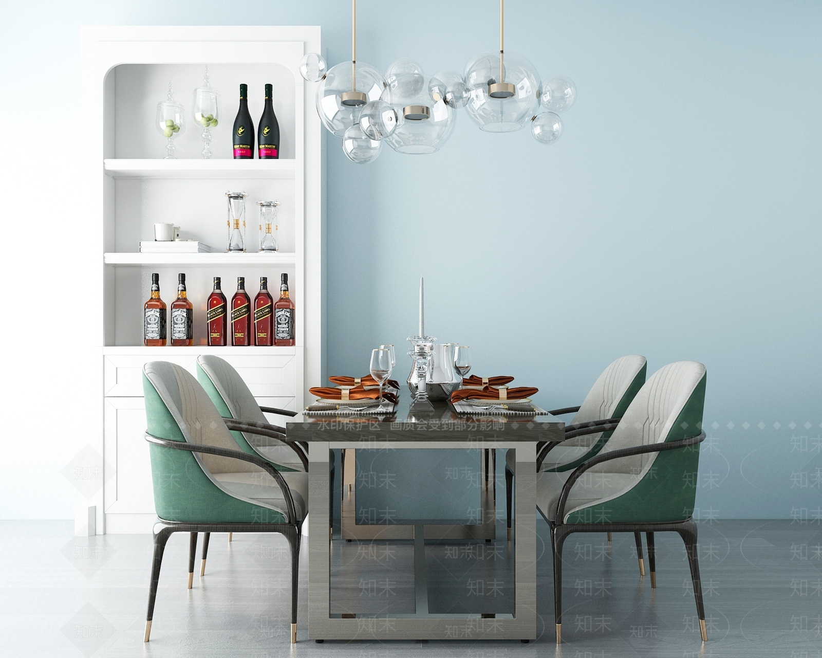 简欧餐桌椅组合3D模型下载【ID:134650869】