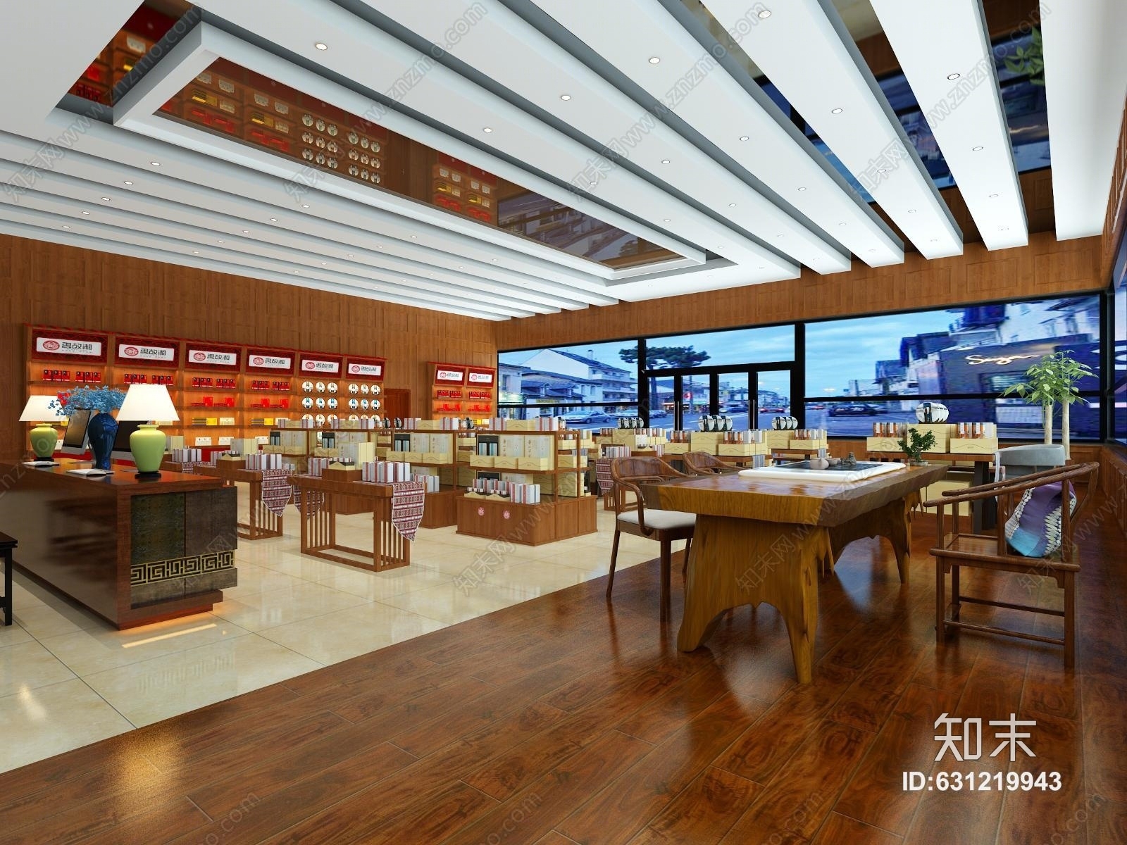 中式礼品店土特产店铺茶桌3D模型下载【ID:631219943】