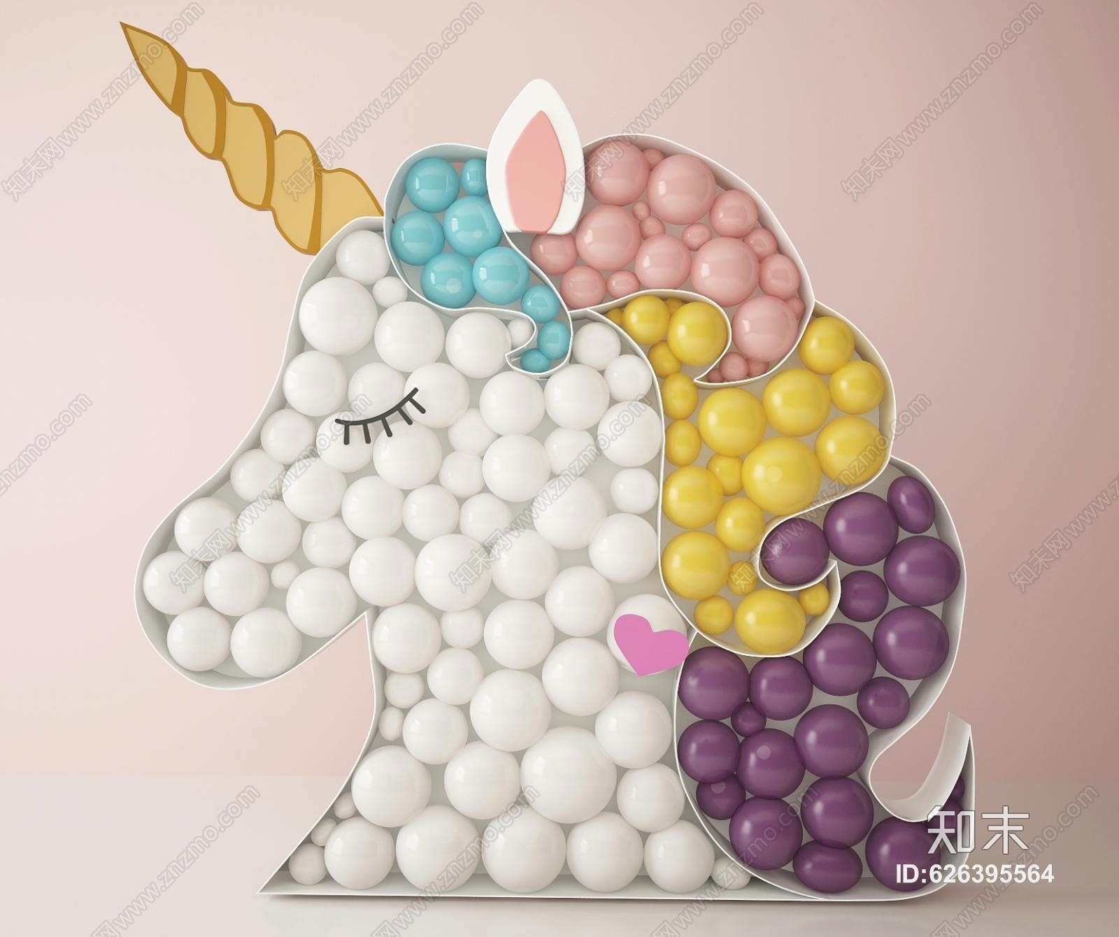 北欧气球装饰马头婚庆婚礼网红店3D模型下载【ID:626395564】