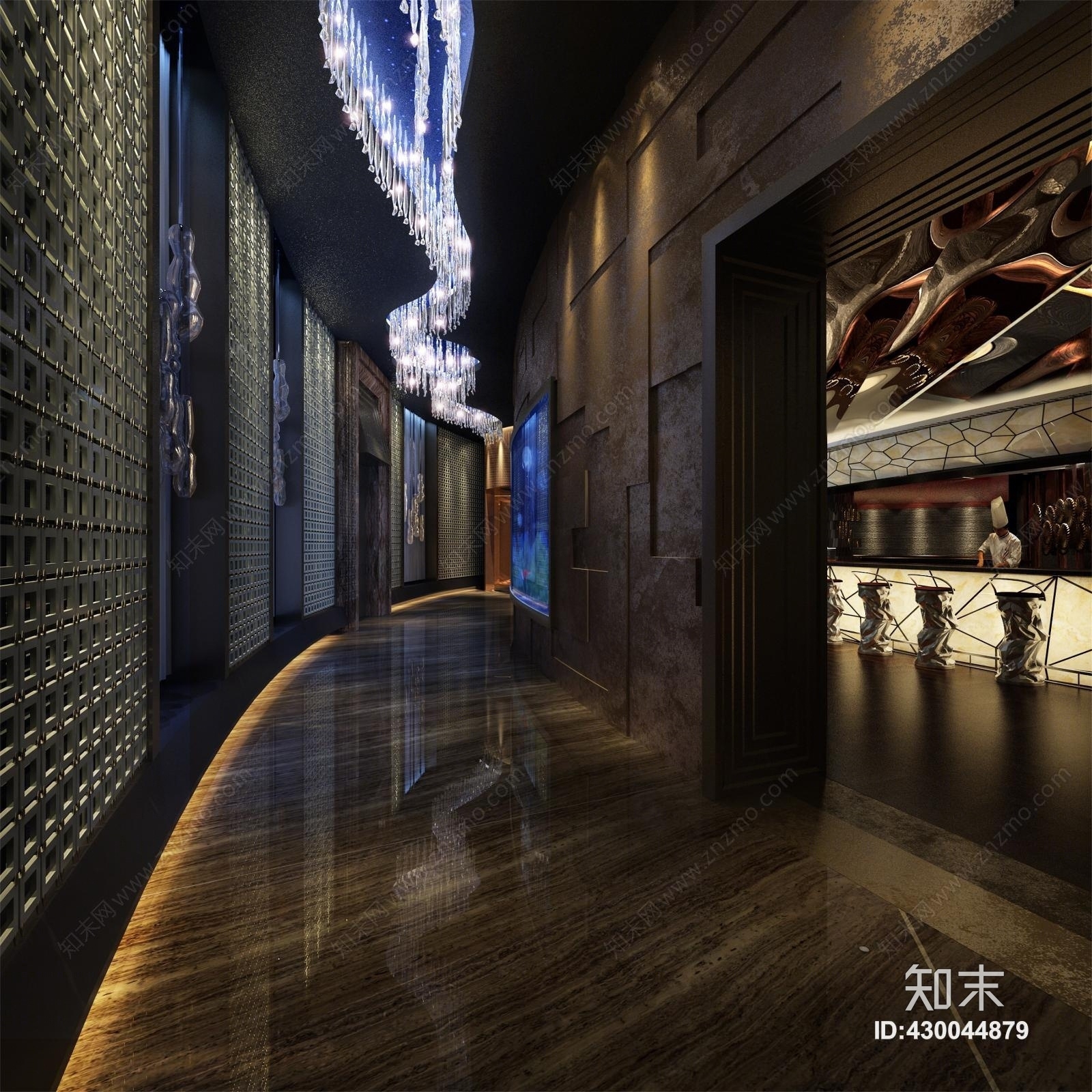 其它酒店玄关过道吊灯3D模型下载【ID:430044879】