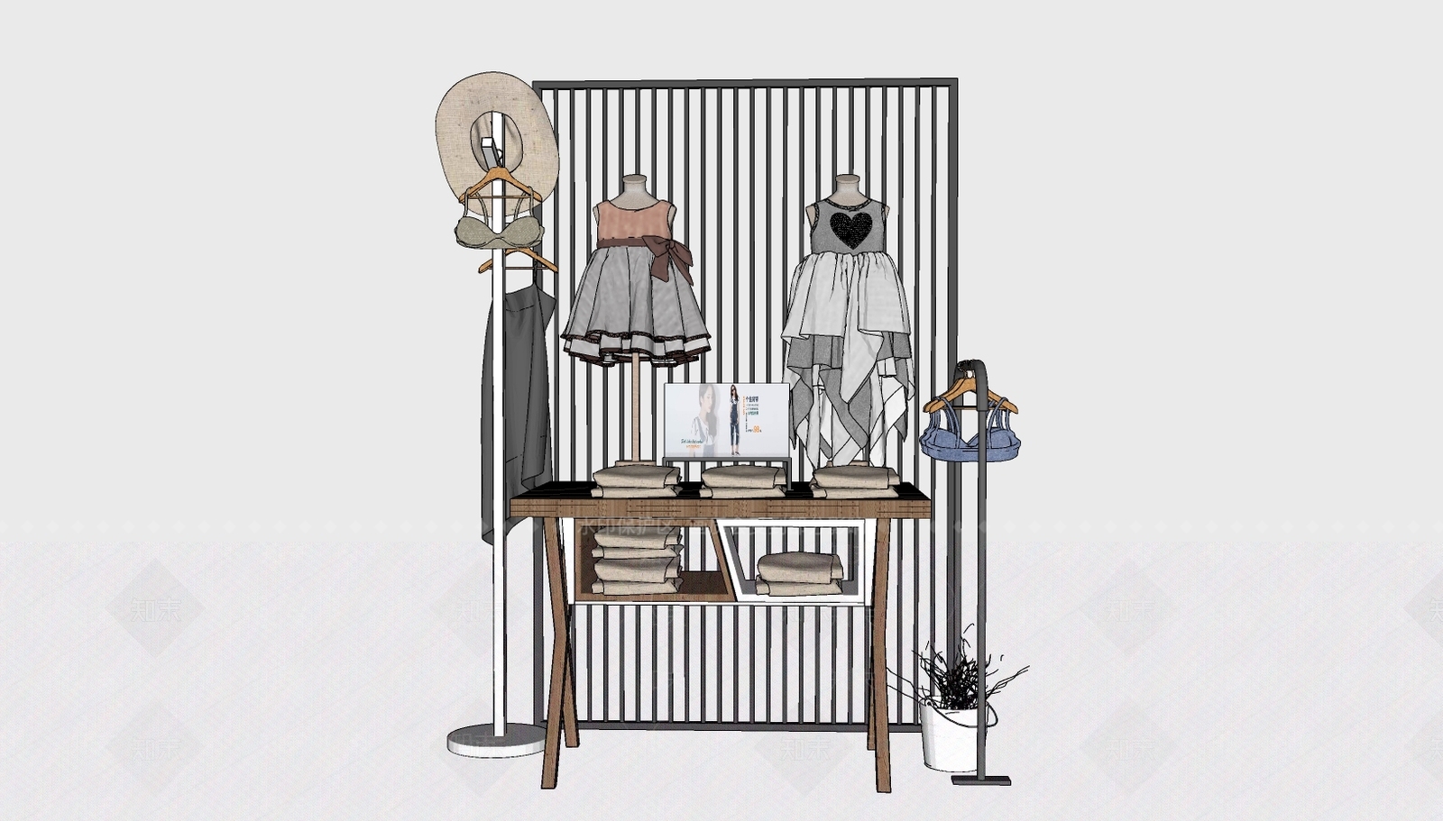 商场服装店模特展示SU模型下载【ID:933617751】
