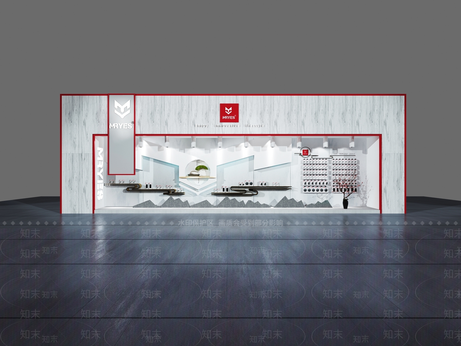 新中式手机配件橱窗3D模型下载【ID:433265251】