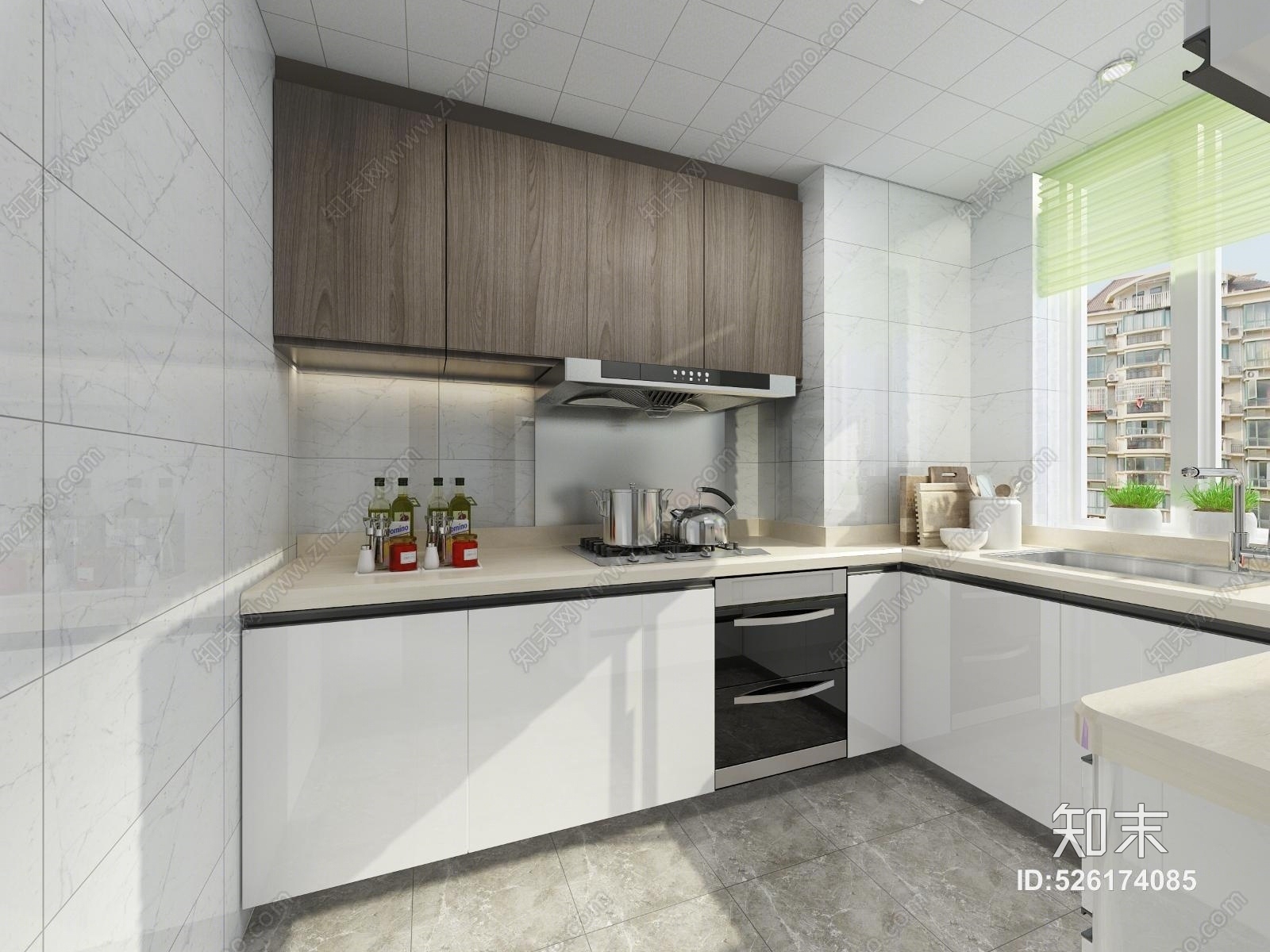 现代风格烤漆橱柜3D模型下载【ID:526174085】