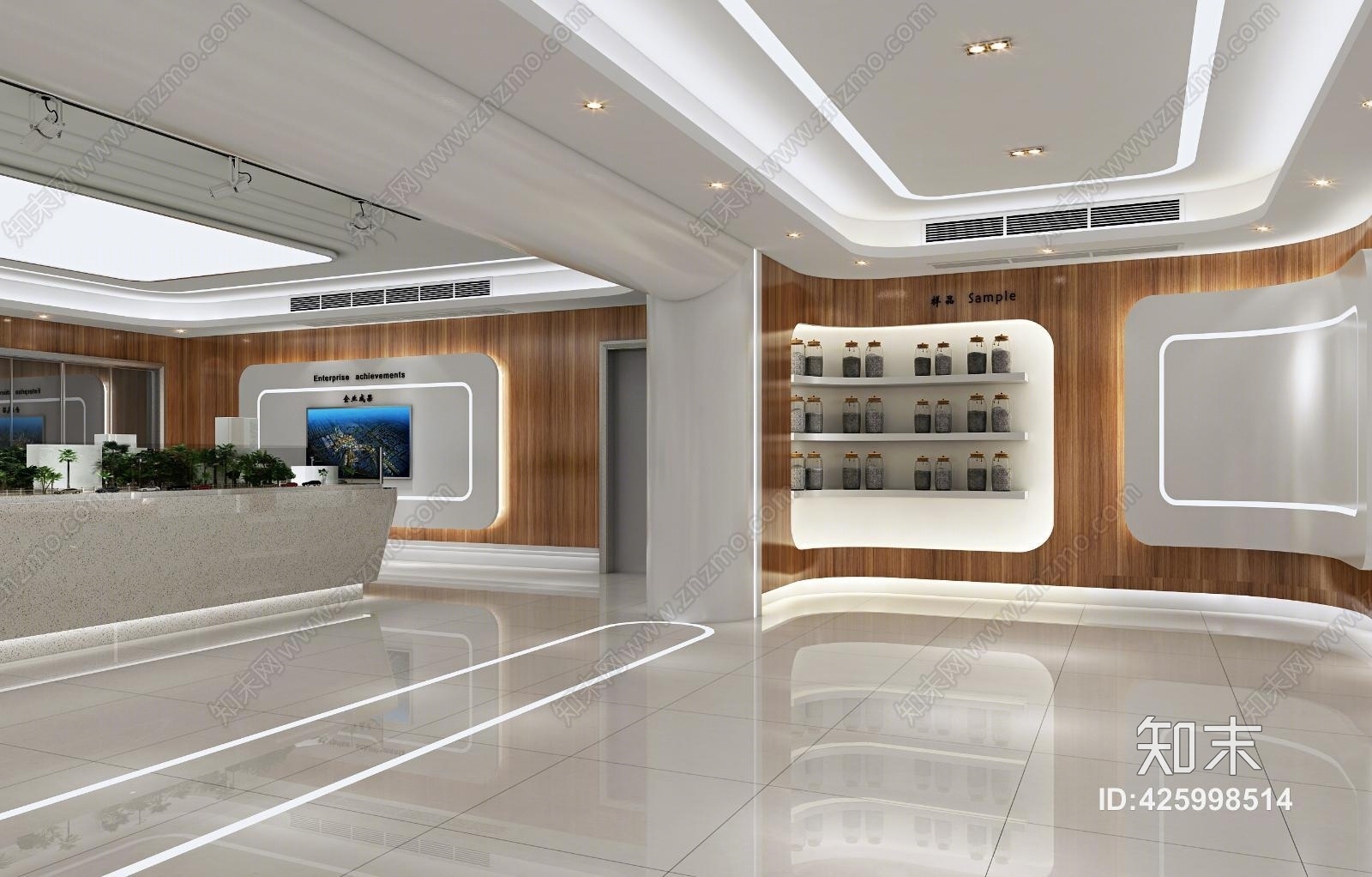 现代售楼处吊灯组合3D模型下载【ID:425998514】