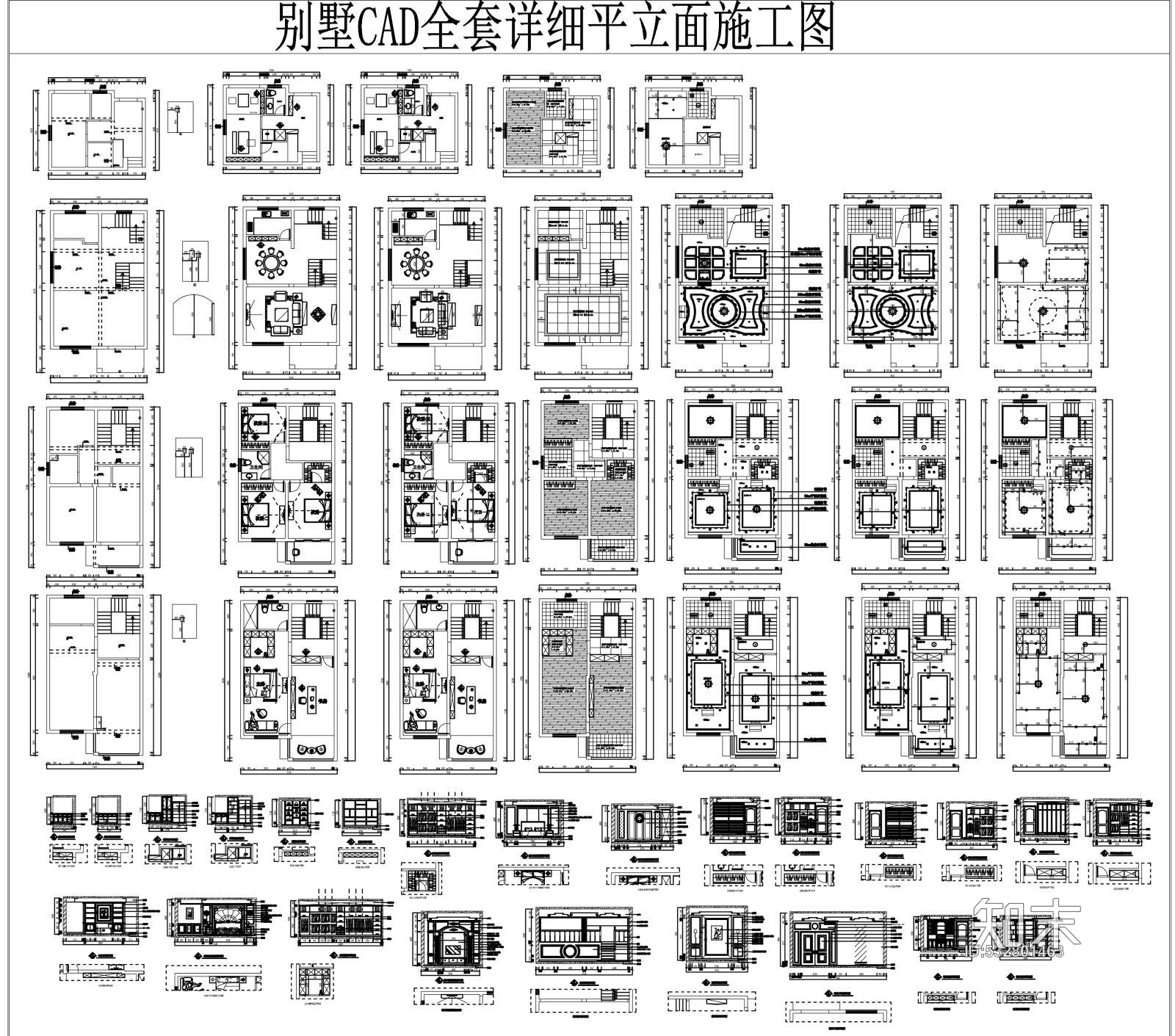别墅室内全套施工图下载【ID:532801463】