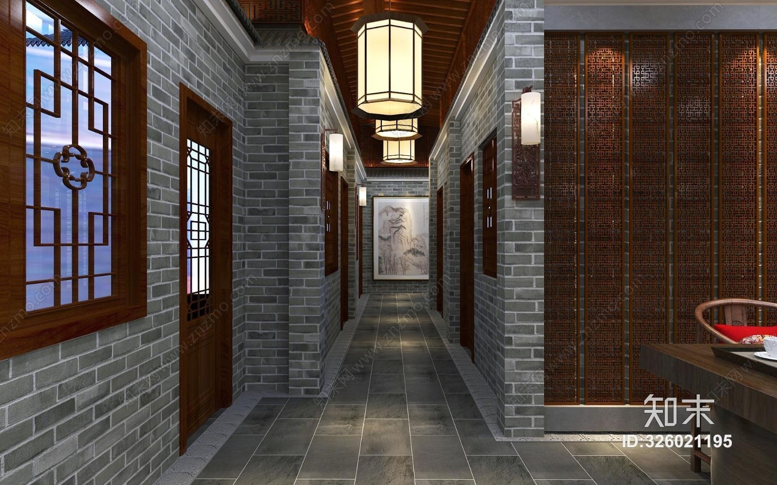 古典中式风格的茶餐厅3D模型下载【ID:326021195】