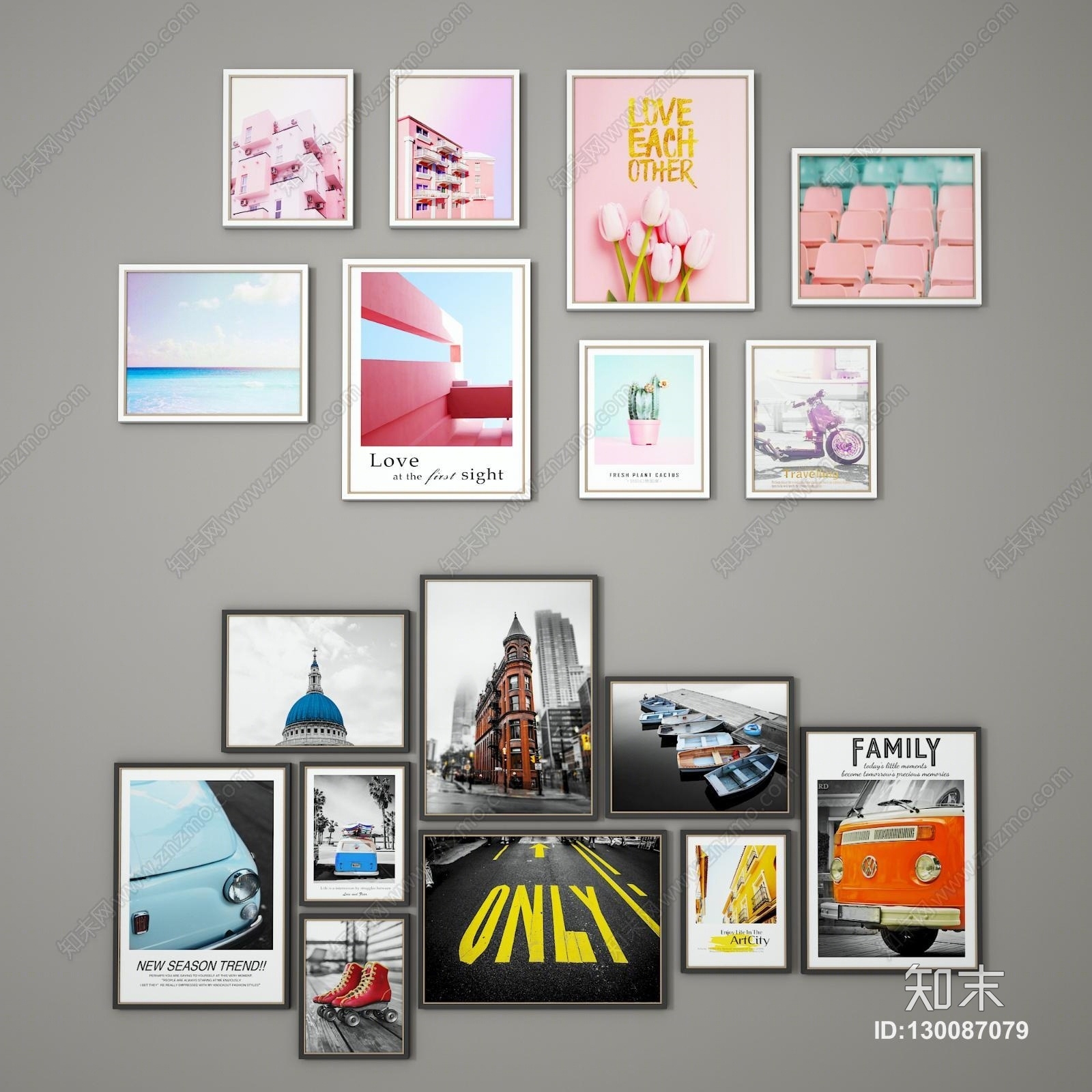 现代装饰画挂画壁画照片相框3D模型下载【ID:130087079】