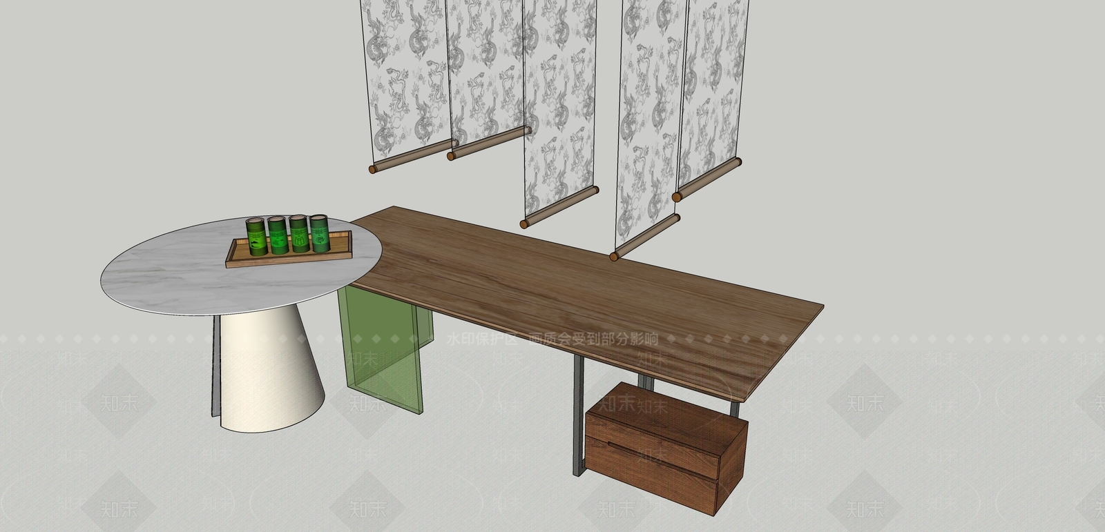 茶室家具SU模型下载【ID:534086866】