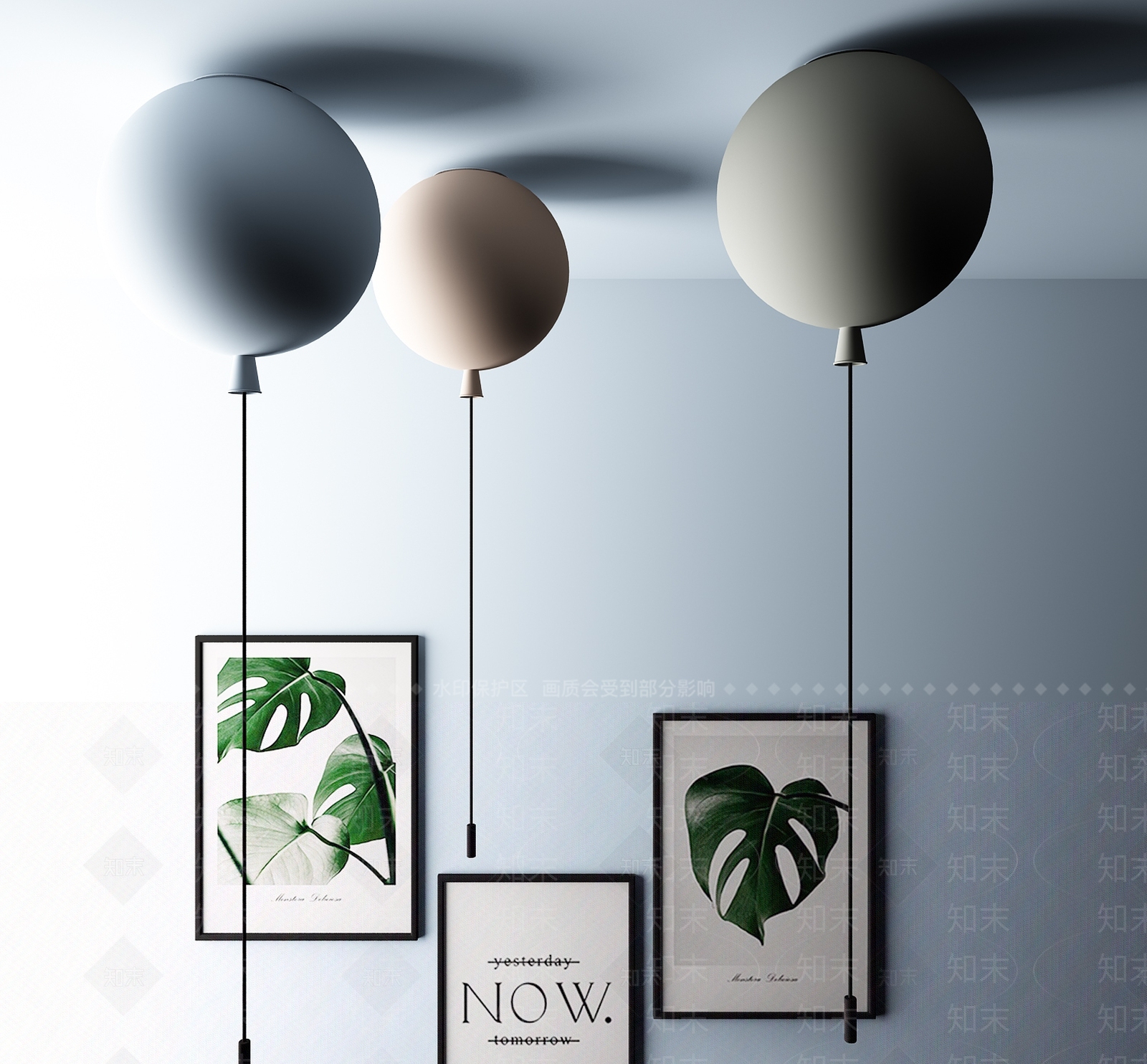 现代创意气球吊灯3D模型下载【ID:532548885】