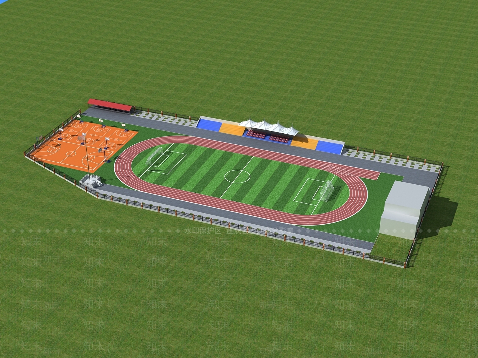 现代操场看台学校看台3D模型下载【ID:532494201】