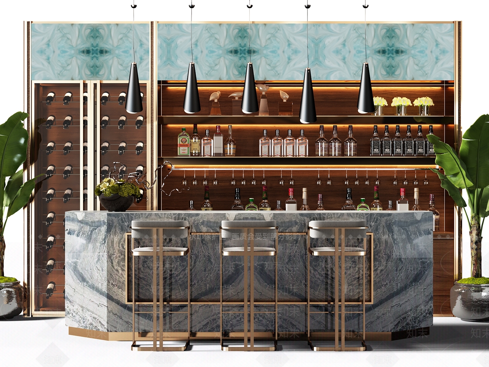 中式吧台3D模型下载【ID:625778310】