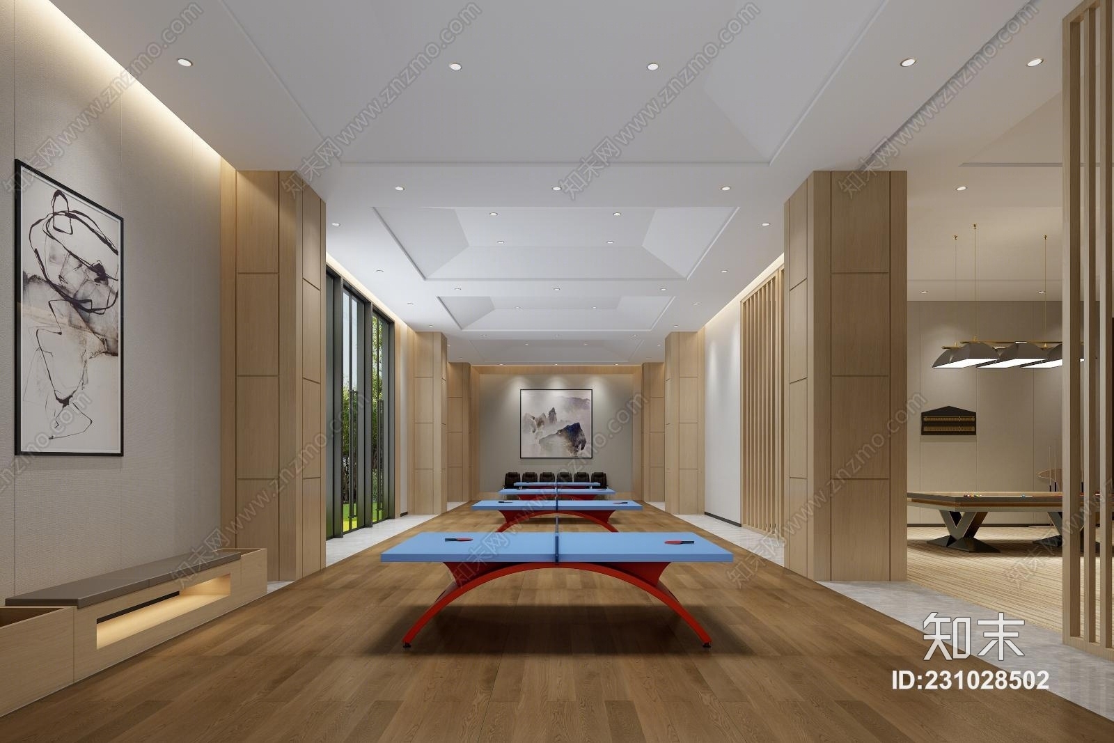 现代活动室3D模型下载【ID:231028502】