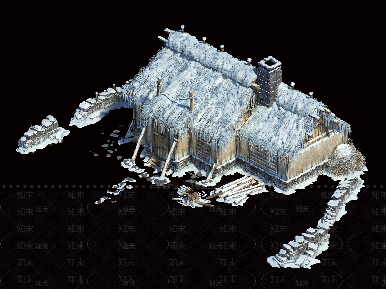 现代游戏茅草屋3D模型下载【ID:233628842】