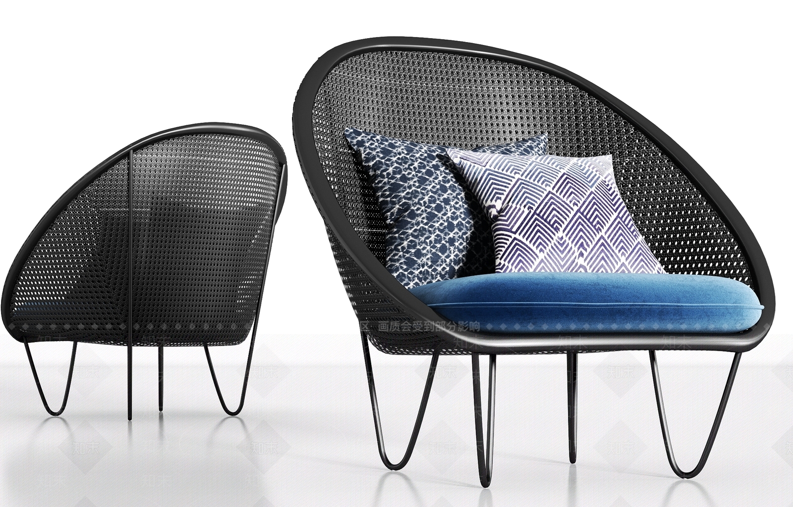 现代休闲藤编单人沙发组合3D模型下载【ID:935042657】