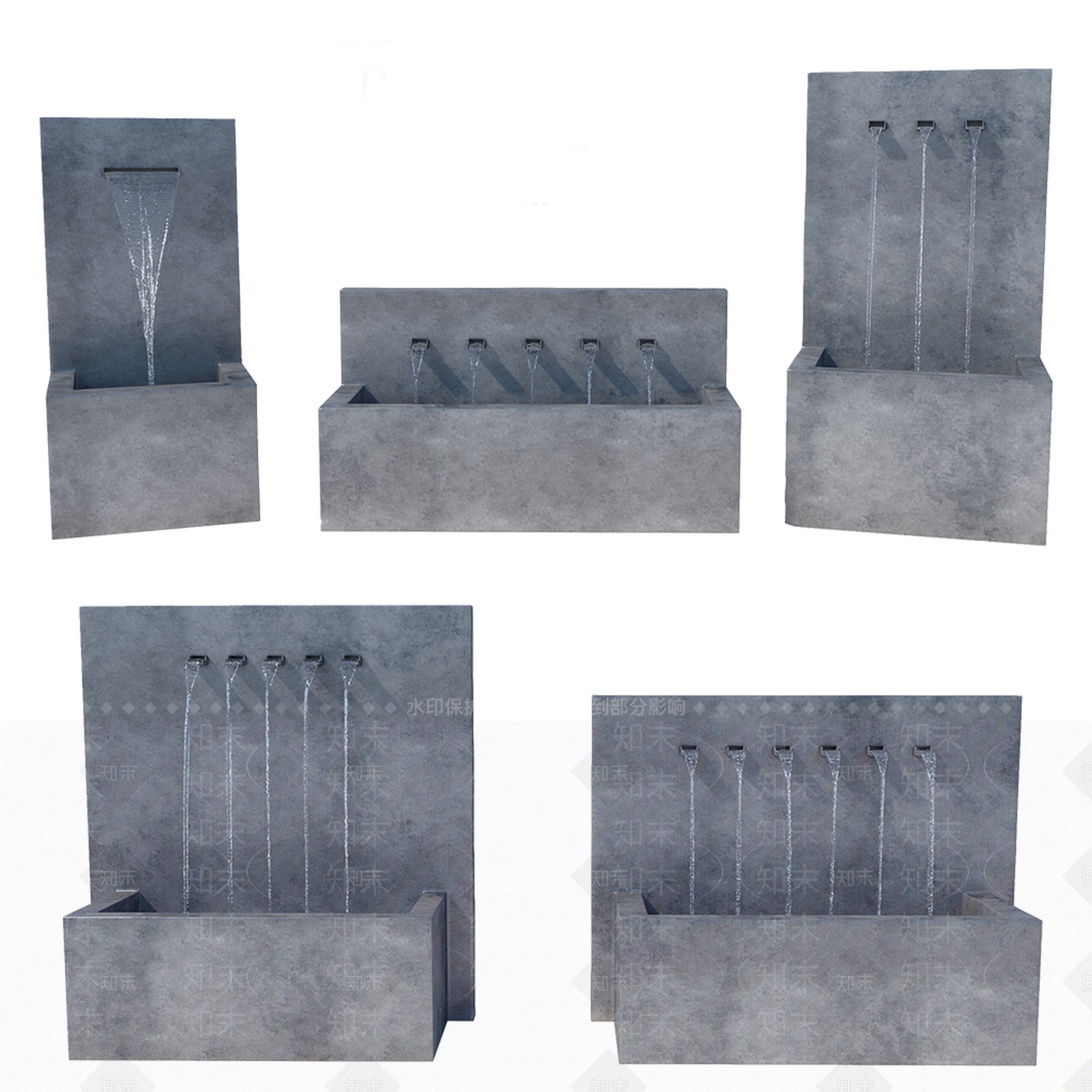 现代水池喷泉3D模型下载【ID:933431373】