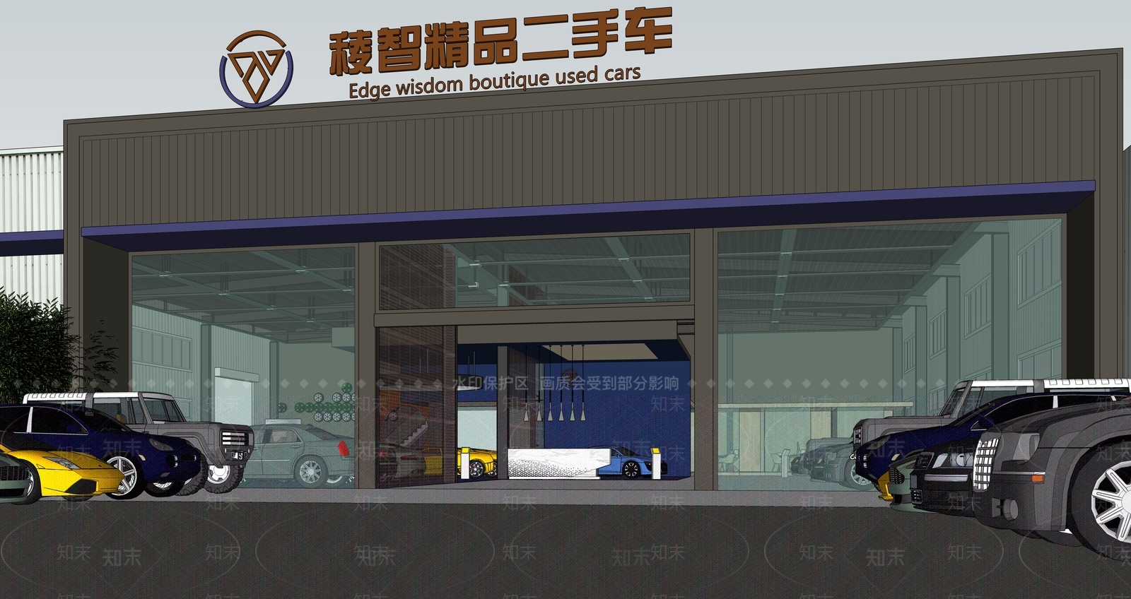 工业风汽车展厅SU模型下载【ID:234333517】