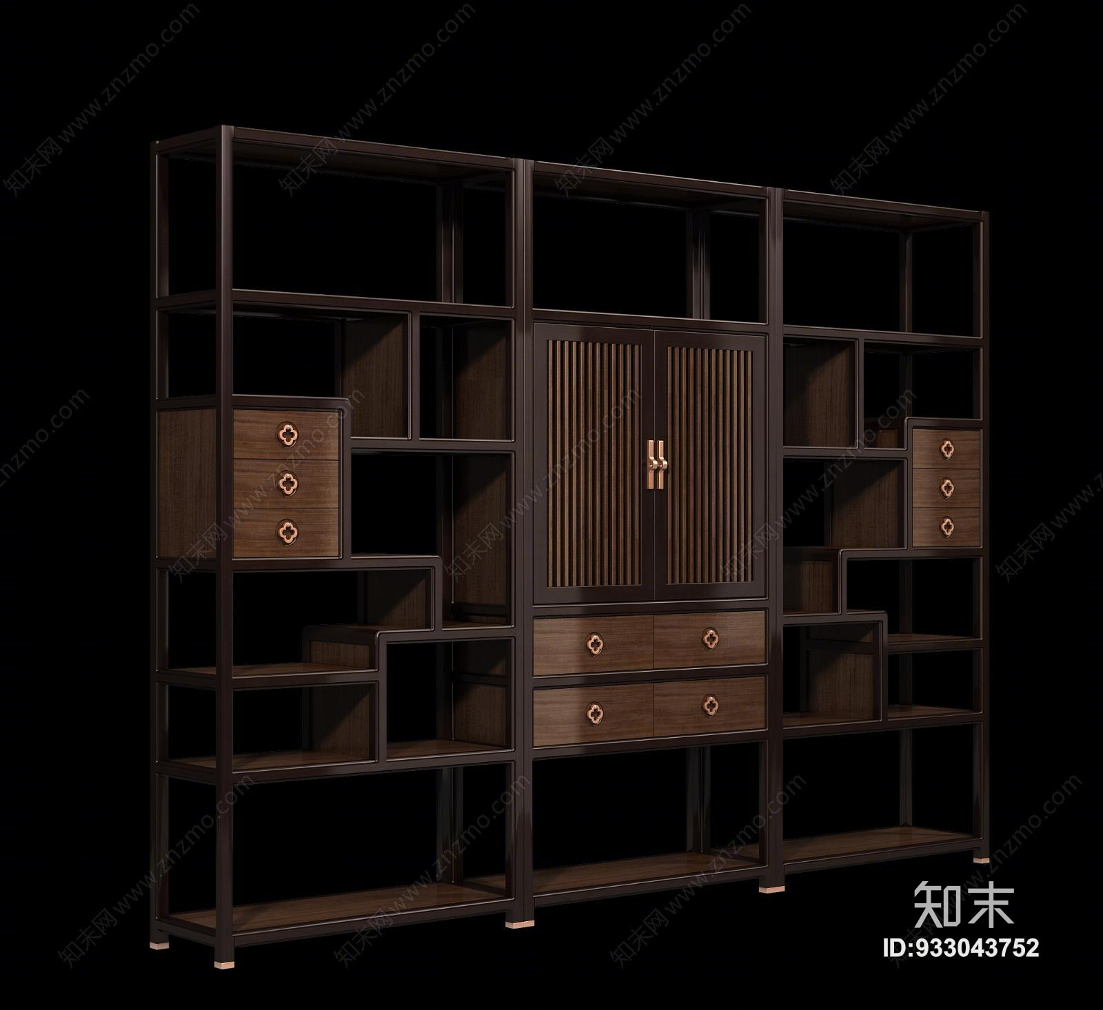 新中式博古架3D模型下载【ID:933043752】