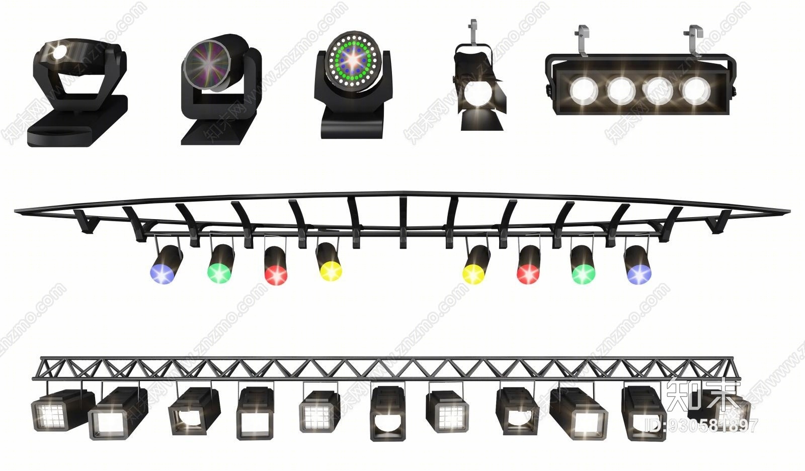 现代舞台射灯3D模型下载【ID:930581897】