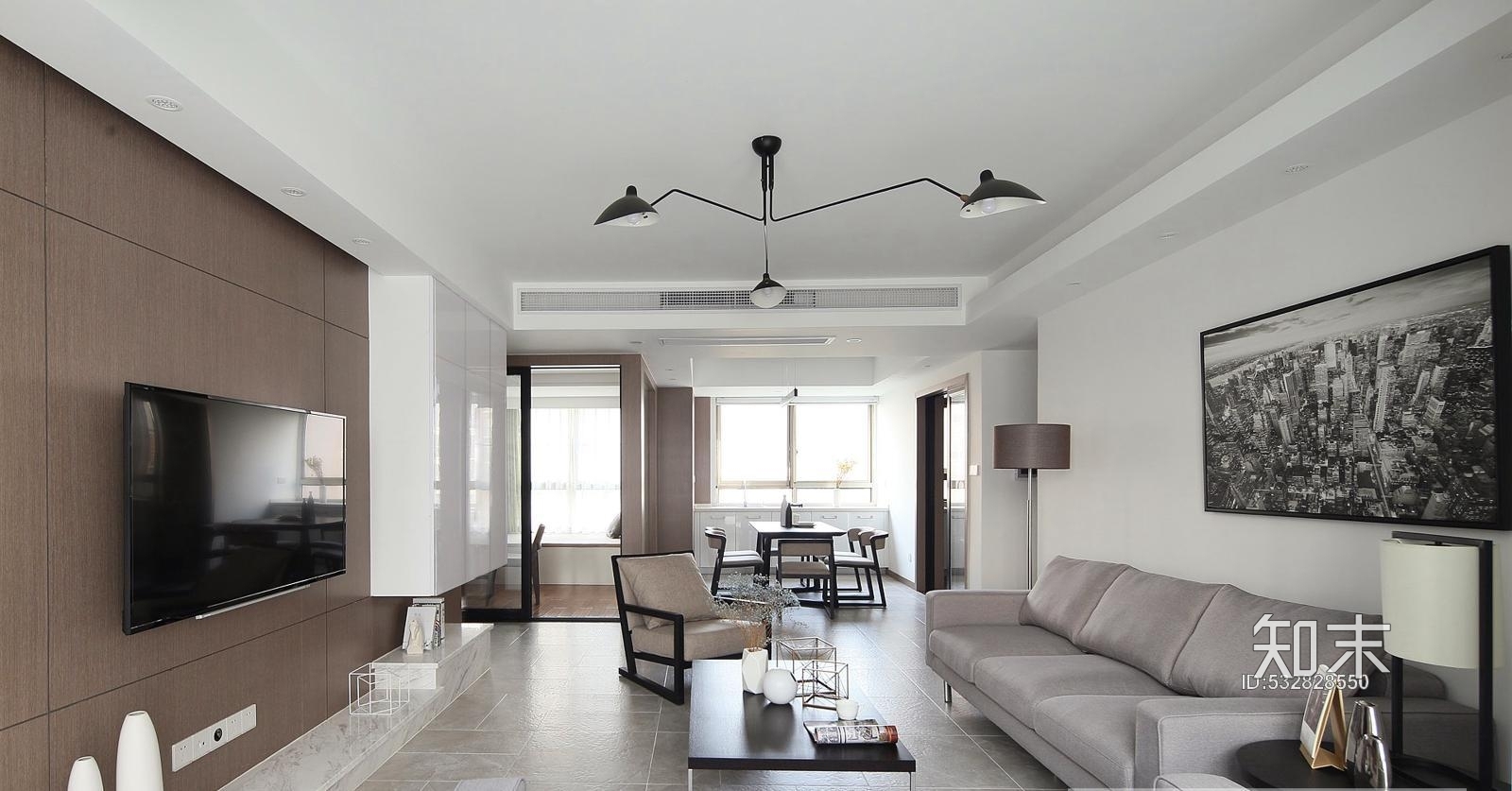 北欧风格简约家装样板房施工图CAD+效果图施工图下载【ID:532828550】