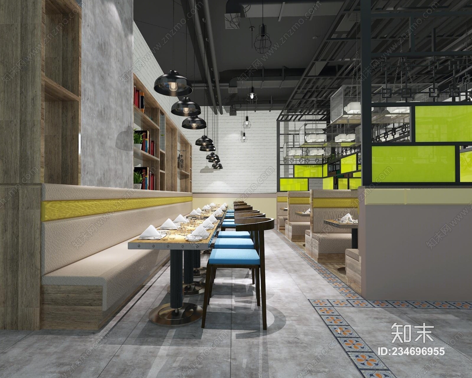 工业风西餐厅3D模型下载【ID:234696955】