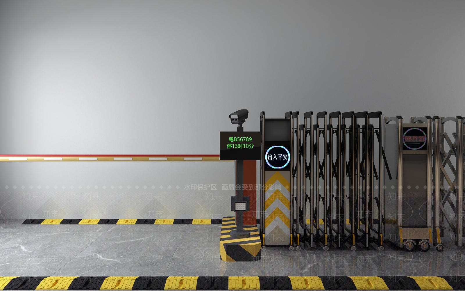 现代停车杆摆闸3D模型下载【ID:433666563】