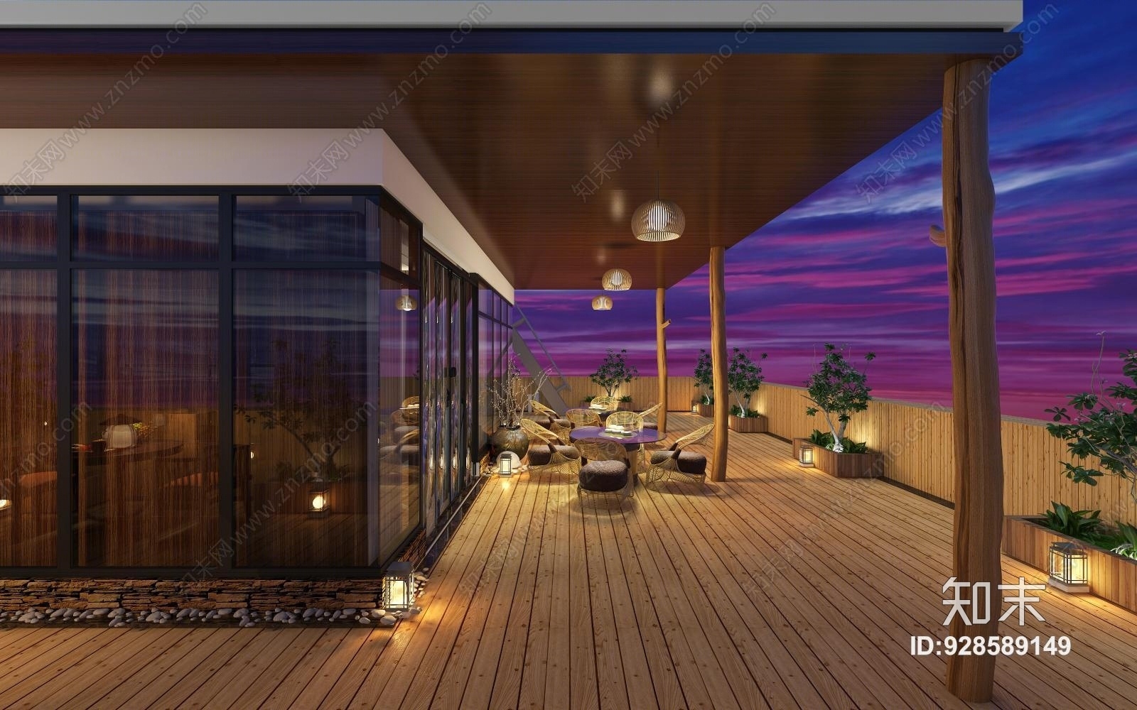 现代装配建筑屋顶花园3D模型下载【ID:928589149】