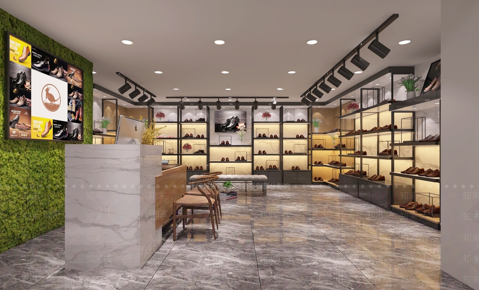 工业风男鞋专卖店3D模型下载【ID:734686790】