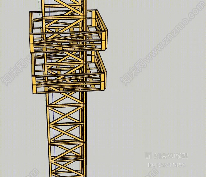 建筑工地塔吊SU模型下载【ID:134911856】