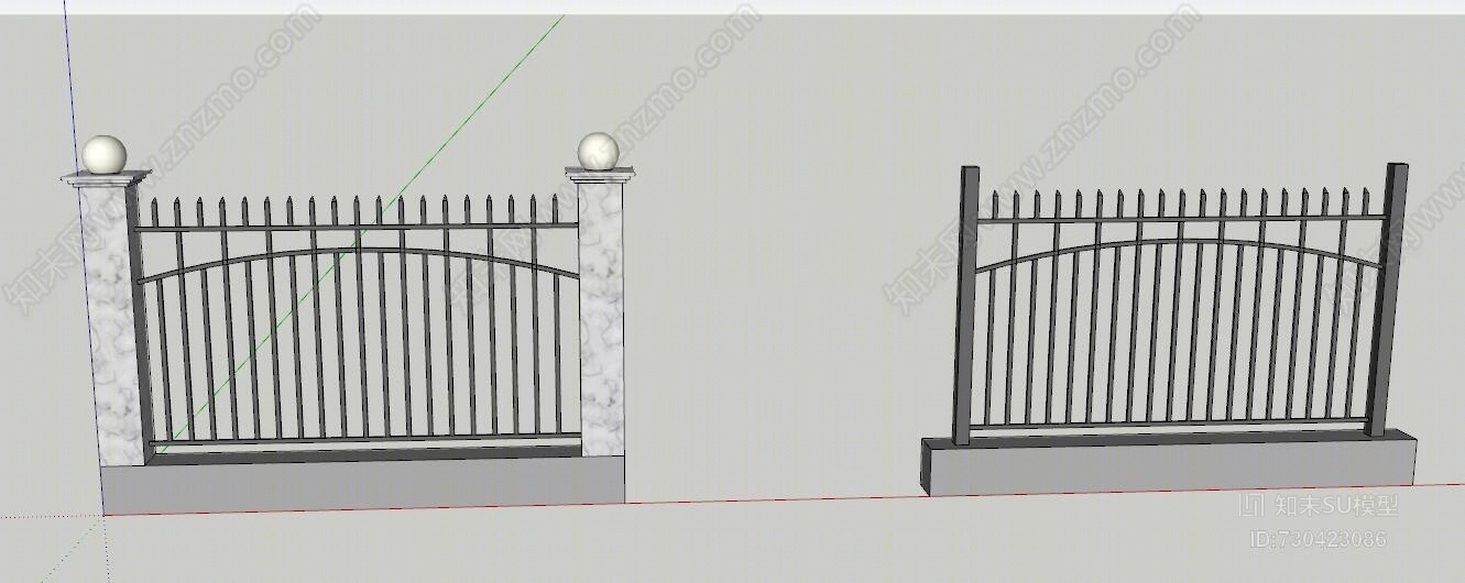 铁艺围墙简易围墙SU模型下载【ID:730423086】