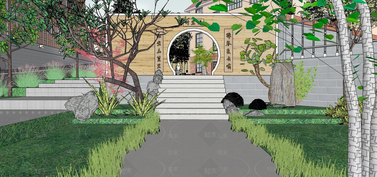 新中式景观设计婚礼SU模型下载【ID:833065289】