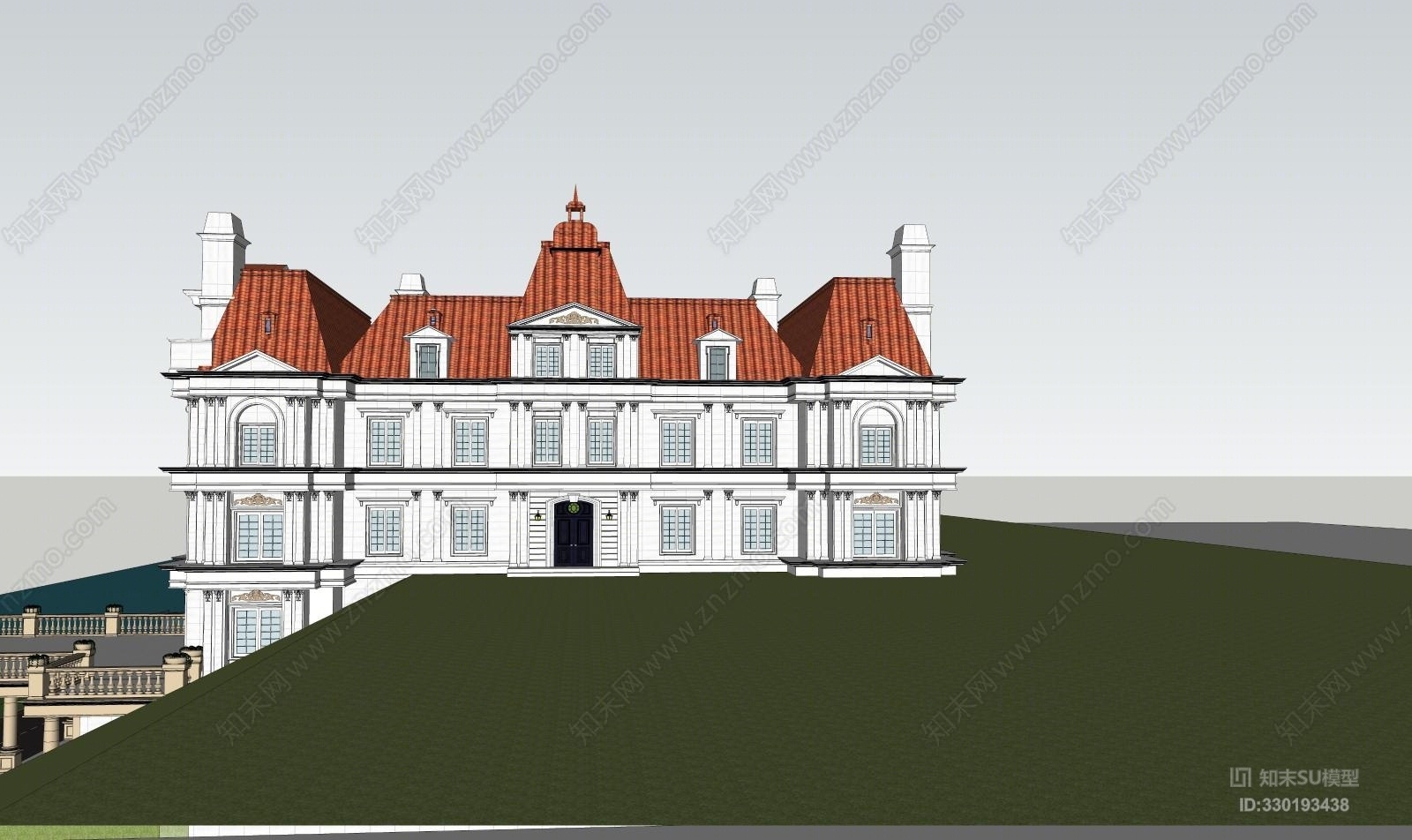 法式酒庄城堡建筑SU模型下载【ID:330193438】