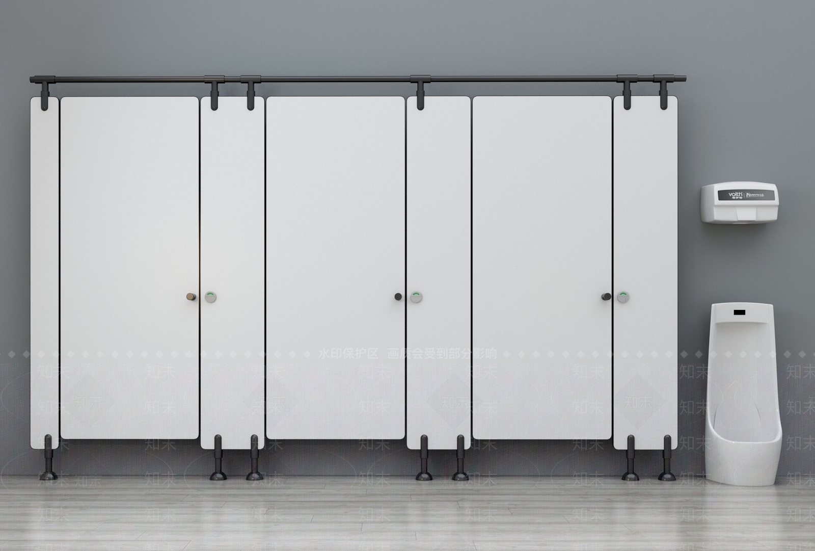 现代厕所门卫生间门公共卫生间门烘手机烘干机干手器小便器组合3D模型下载【ID:632442728】