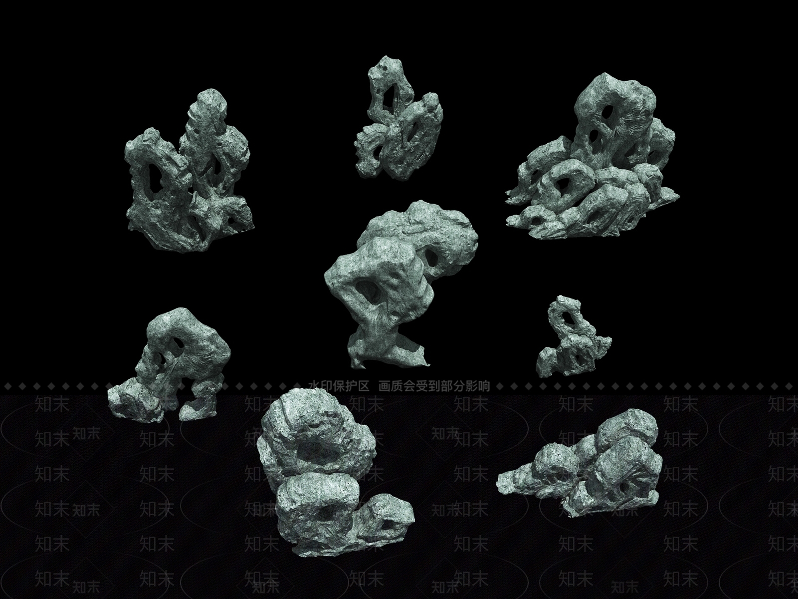 中式石头岩石假山山石景观石石块3D模型下载【ID:535285772】