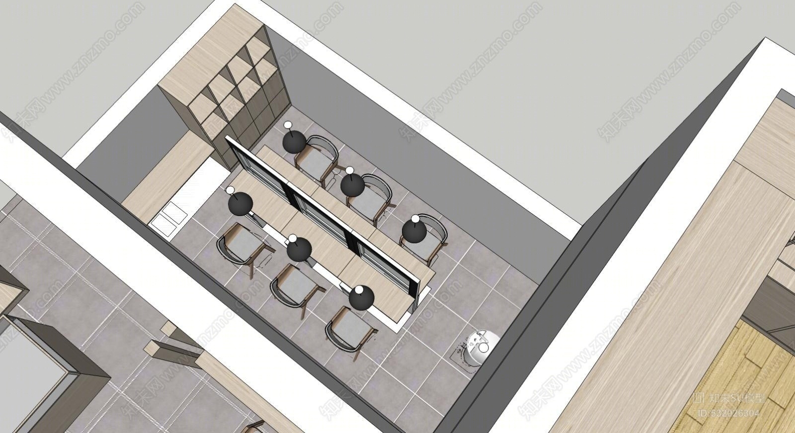 日式自营理发店建筑SU模型下载【ID:532026304】