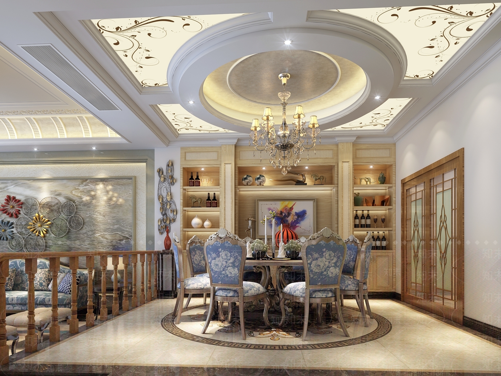 简欧现代欧式餐厅模型3D模型下载【ID:833423647】