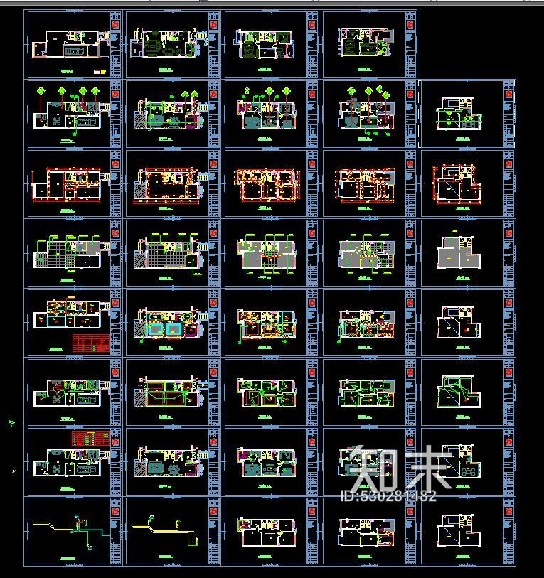 别墅室内施工图施工图下载【ID:530281482】