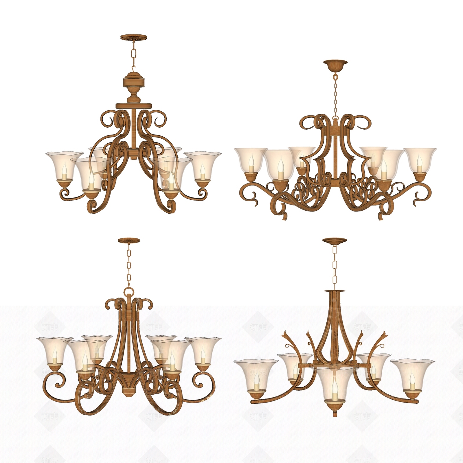 欧式古典吊灯马车SU模型下载【ID:332917819】