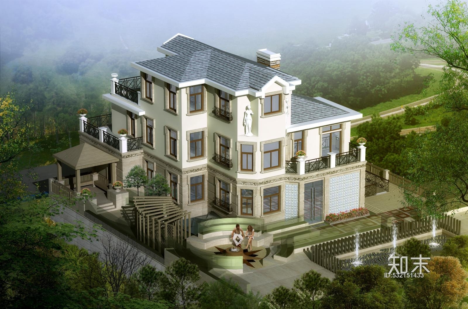 别墅豪宅全套家装效果图施工图下载【ID:532151433】