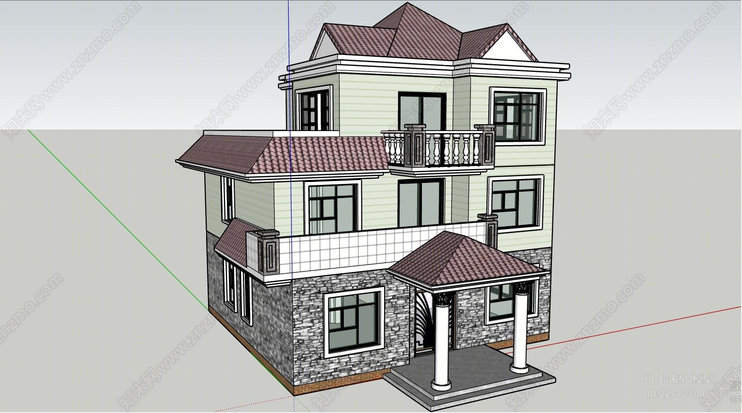 別墅獨棟自建鄉村3d模型下載【id:225889300】