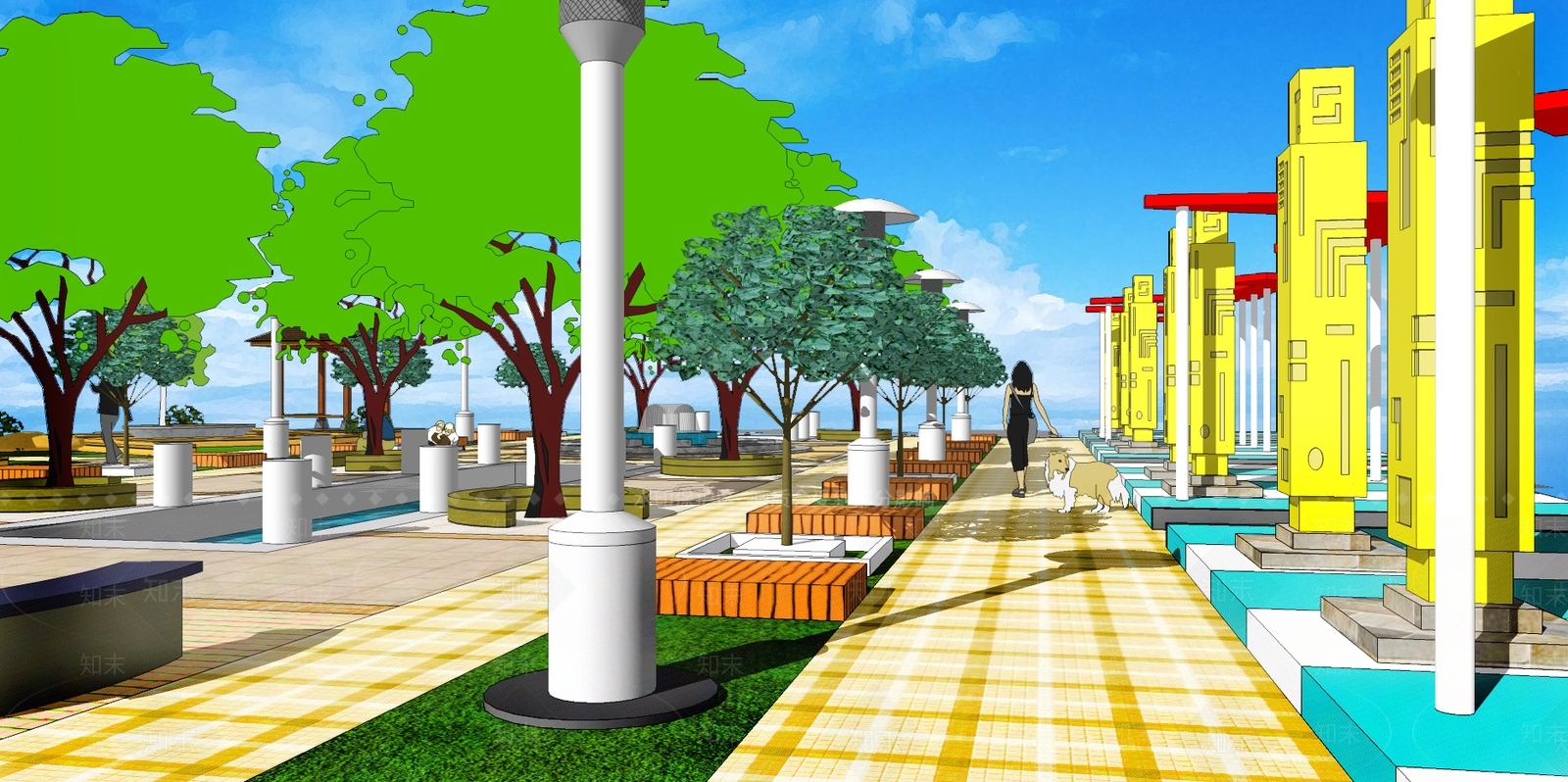 现代广场景观设计SU模型下载【ID:533005810】