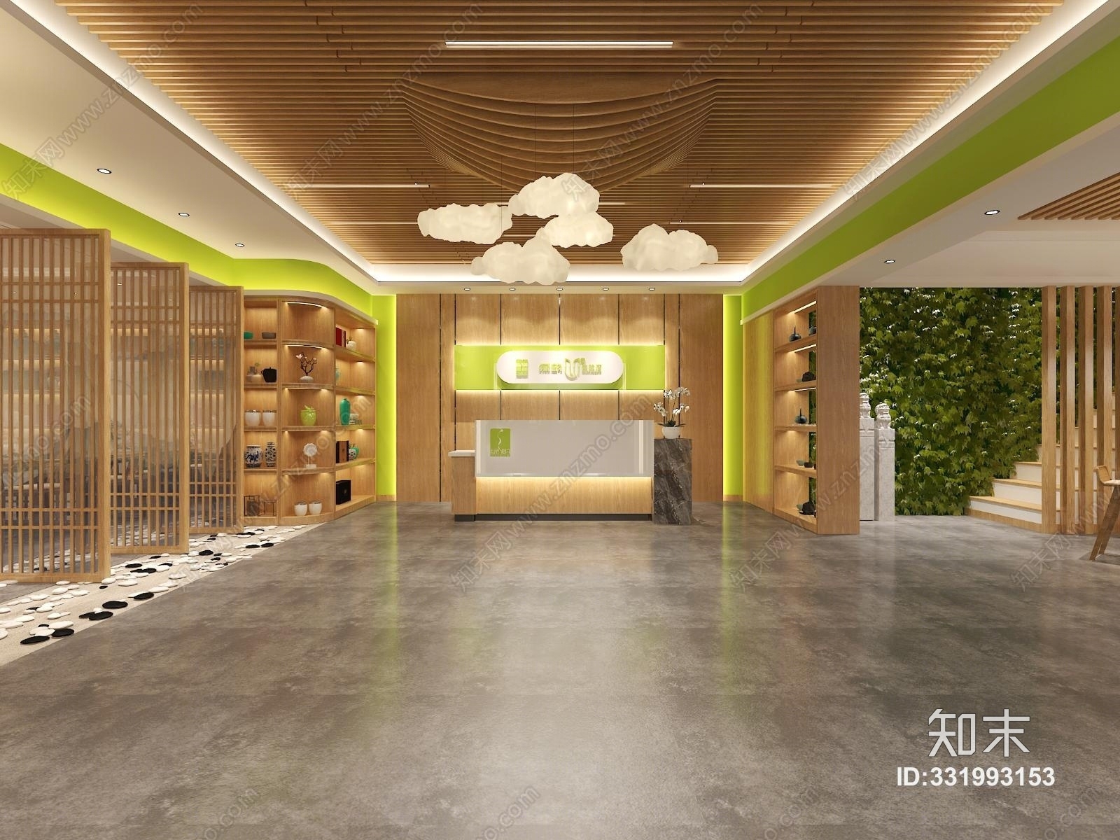 新中式茶室空间3D模型下载【ID:331993153】