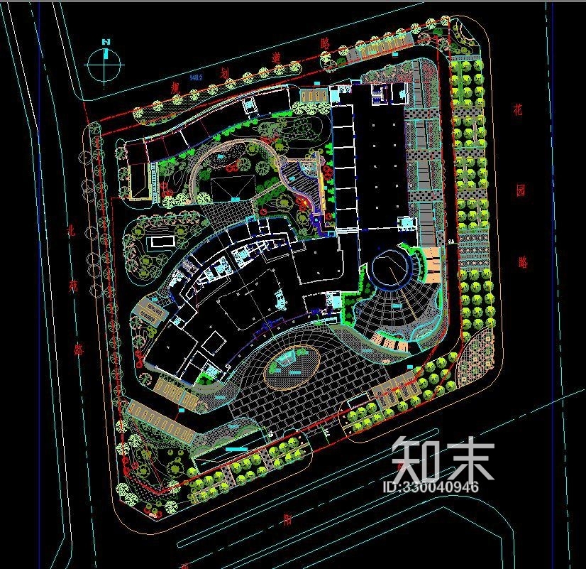 酒店CAD景观规划图cad施工图下载【ID:330040946】