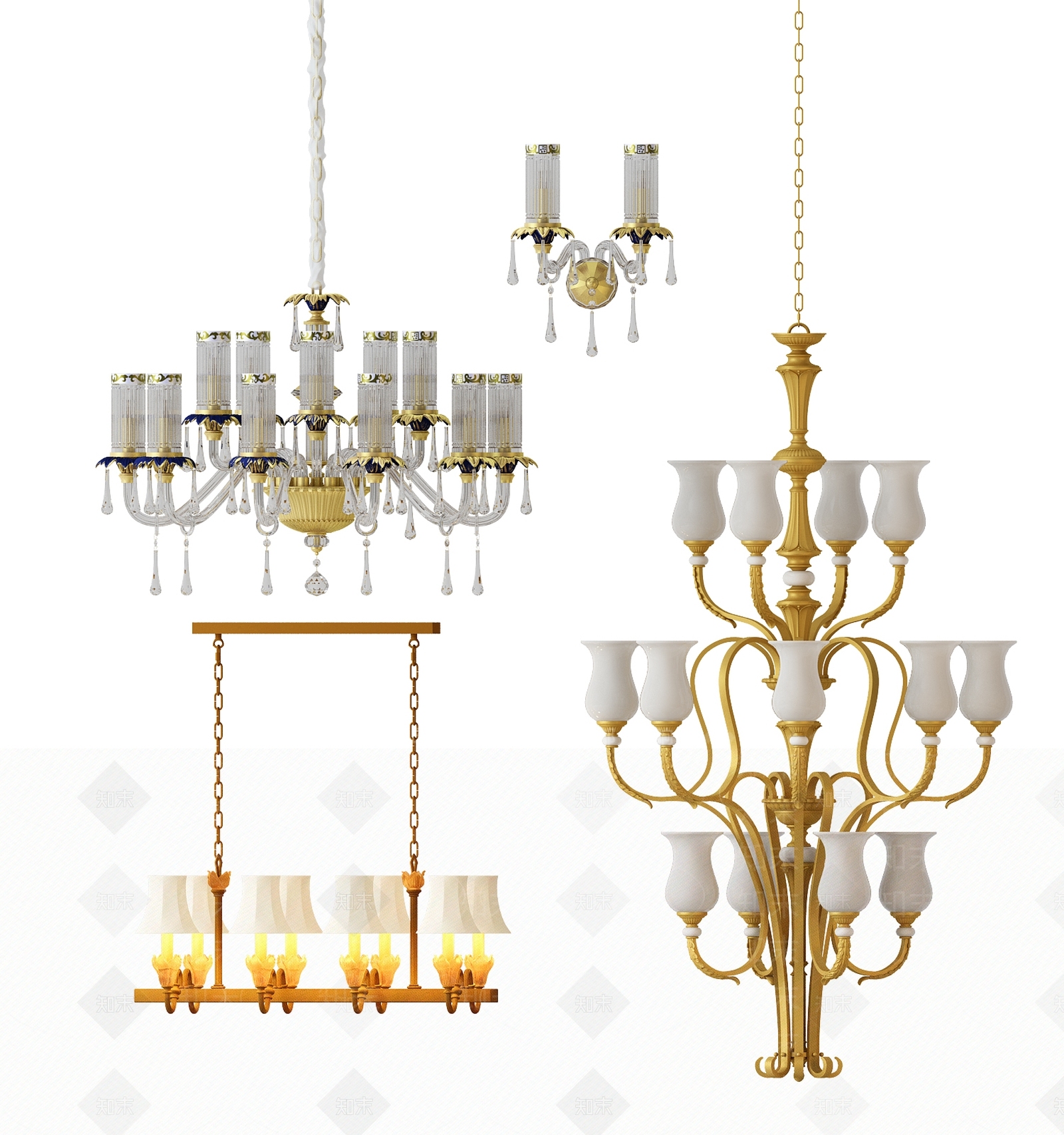 灯饰欧式吊灯3D模型下载【ID:535301804】